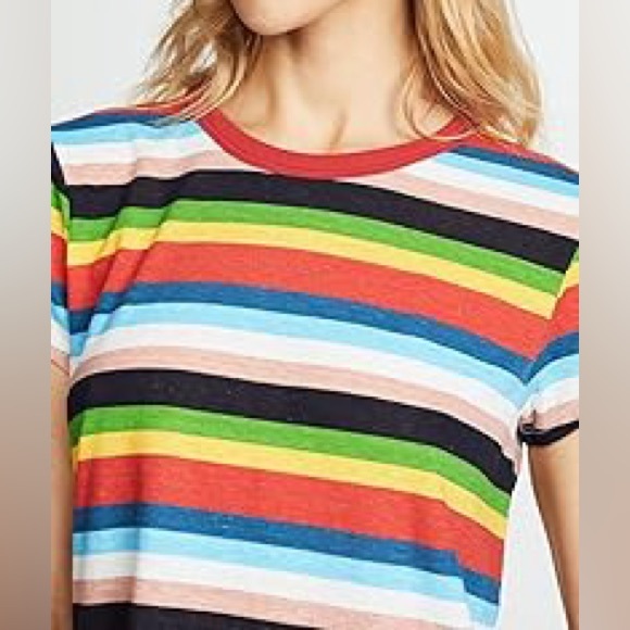Pam & Gela Rainbow Stripe Tee in Multi Petite - Picture 3 of 10